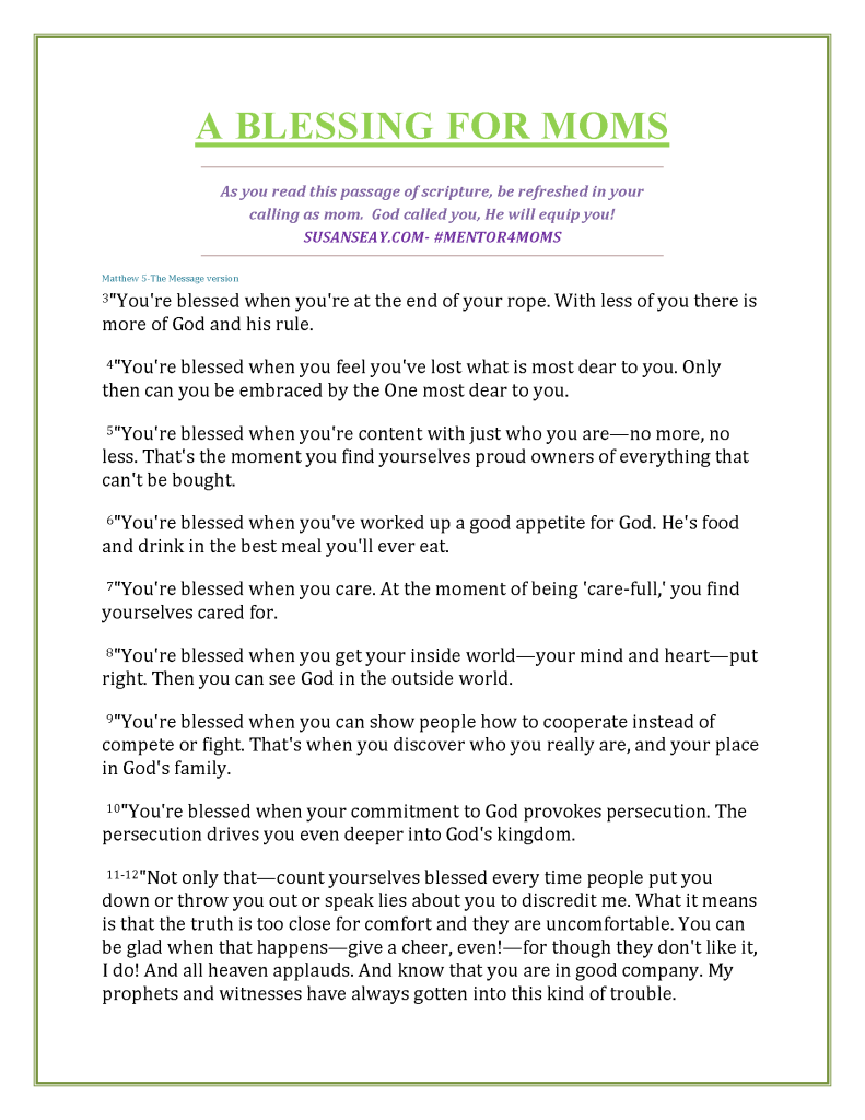 A blessing for moms printable